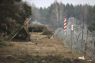 A deserted migrant camp at the Belarus-Poland border near Grodno.
