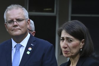 Prime Minister Scott Morrison and then NSW premier Gladys Berejiklian  in February.