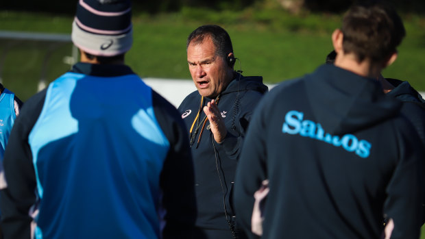 Wallabies coach Dave Rennie lays down the law at training.