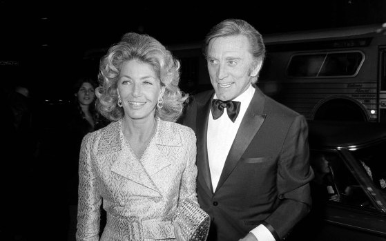 Douglas and his wife Anne at the premier of Fiddler on the Roof in Los Angeles in 1971.