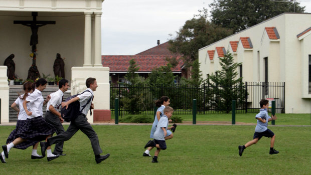 Children play at a Sydney Catholic school.