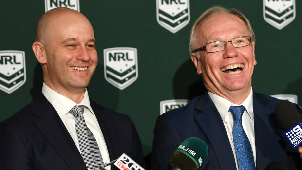 Hollow words: Peter Beattie (right) has a habit of making grand announcements and delivering nothing. 