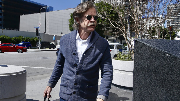 Actor William H. Macy arrives at a federal court in Los Angeles after his wife Felicity Huffman's arrest.