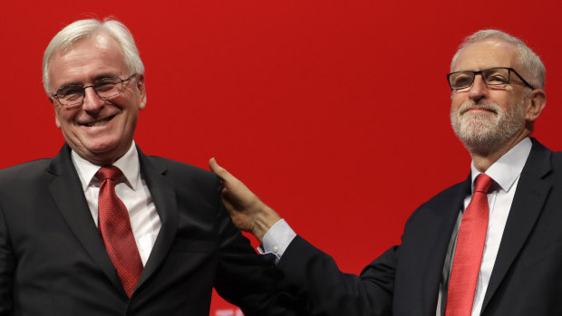 Comrades in arms... British Opposition Leader Jeremy Corbyn with his party's finance policy spokesman John McDonnell.