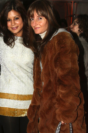 Christine Centenera and Claudia Navone, wearing her "woolly mammoth" mink in Sydney back in 2006.