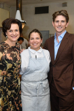 Publisher Julie Gibbs, Fred's chef Danielle Alvarez and David Prior at Monday's launch in Paddington.