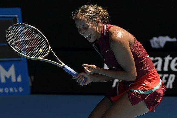 Madison Keys celebrates after defeating Barbora Krejcikova in their quarter-final.