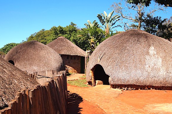 Traditional  Zulu straw huts in KwaZulu-Natal, South Africa. 