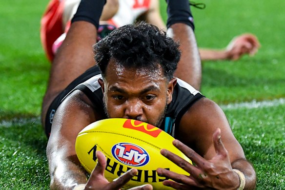Eyes on the ball: Power star Willie Rioli.
