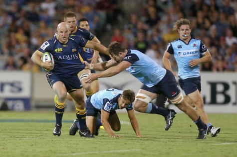 Stephen Moore makes a break for the Brumbies in 2016.