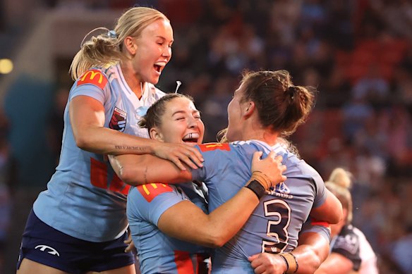 Jessica Sergis scores near full-time to kick-start Blues celebrations.