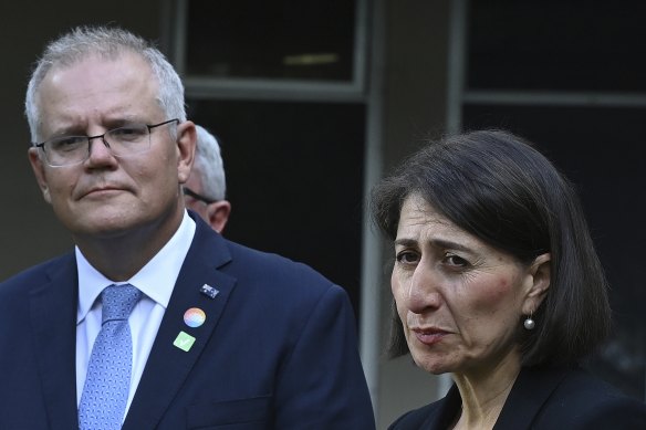 Prime Minister Scott Morrison and then NSW premier Gladys Berejiklian  in February.