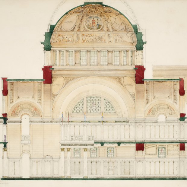 One of the 69 designs for the War Memorial design competition. All were knocked back for being too costly. This design was by W.H Buck.