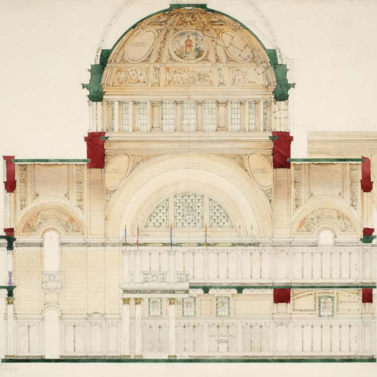 One of the 69 designs for the War Memorial design competition. All were knocked back for being too costly. This design was by W.H Buck.