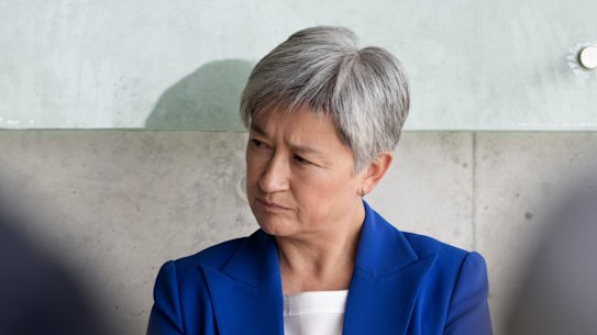 Australian Minister of Foreign Affairs Penny Wong during a visit to the World Holocaust Remembrance Centre.