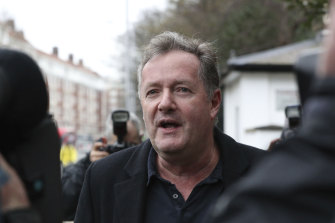 Piers Morgan outside his home in the London suburb of Kensington on Wednesday.