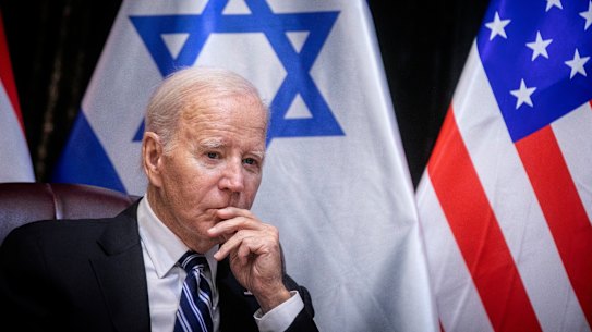 Joe Biden during his meeting with Israeli Prime Minister Benjamin Netanyahu in Tel Aviv in October.