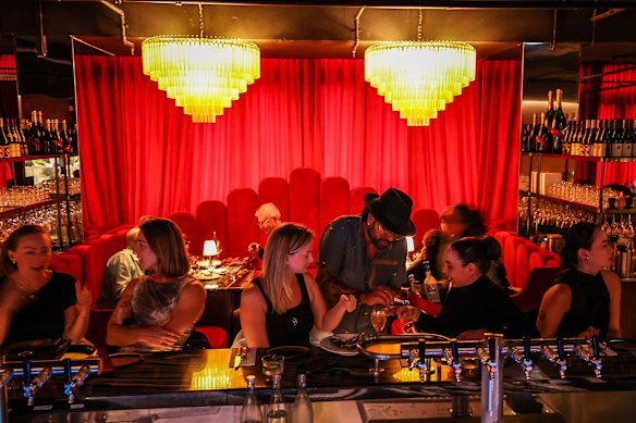 Inside Frenchie, where the room feels blingy.