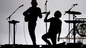 French indie rock band Phoenix perform during the Closing Ceremony of the Paris 2024 Olympic Games.