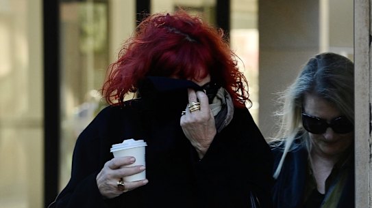 Justin Stein’s mother Annemie Stein (left) arrives at the NSW Supreme Court at Parramatta on Thursday.