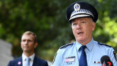 NSW Police Commissioner Mick Fuller speaks to the media.