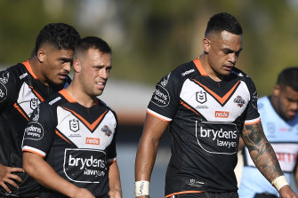Bogy team: Wests Tigers slumped to a seventh loss in their past eight matches against Cronulla on Saturday.