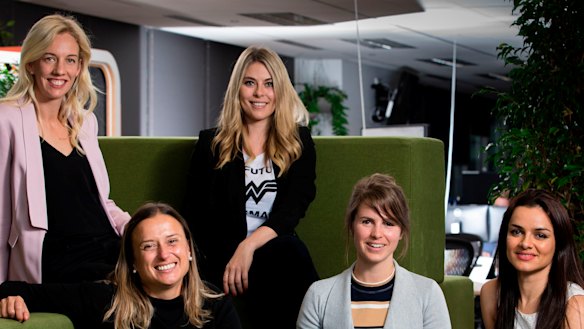 Kim Jackson of Skip Capital with the female led startups she has invested in.