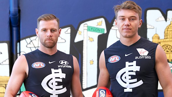'Own it': Blues co-captains Sam Docherty and Patrick Cripps. 