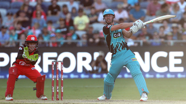Too hot to handle: The Renegades' attack struggled to deal with Chris Lynn in full swing for Brisbane.