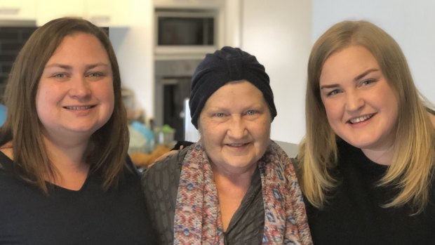 Kerry Robertson with daughters Jacqui Hicks (right) and Nicole Robertson (left).