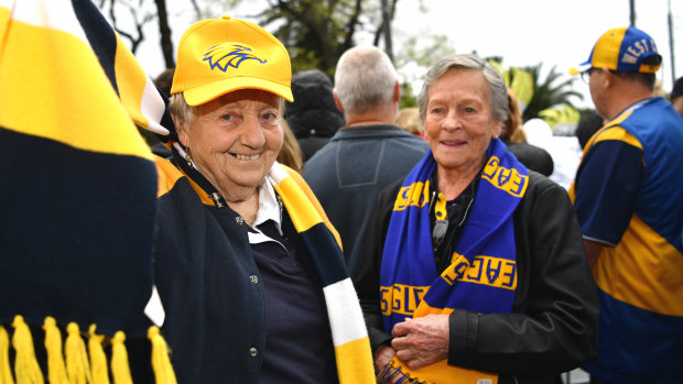 Gladys Hedges (left) and Phyllis Mader say they would follow the Eagles anywhere.