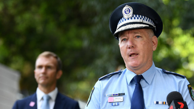 NSW Police Commissioner Mick Fuller speaks to the media.