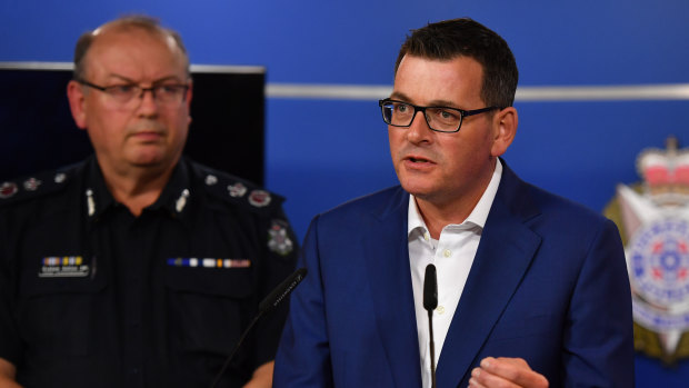 Premier Daniel Andrews with Police Commissioner Graham Ashton. 