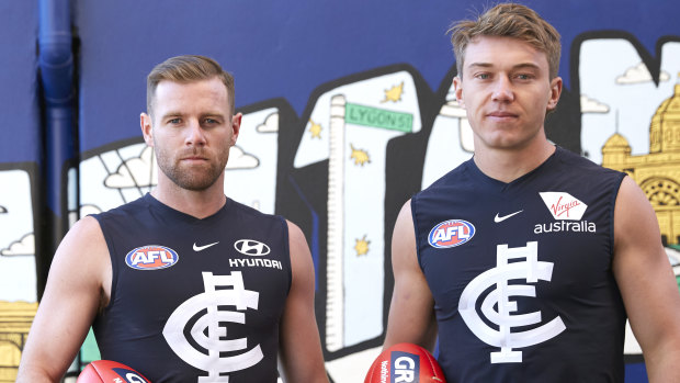 'Own it': Blues co-captains Sam Docherty and Patrick Cripps. 