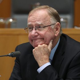 Senator Ian MacDonald in fine form during Senate estimate hearings at Parliament House.