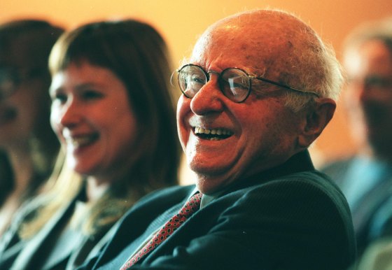 Donald Horne, pictured at the launch of his book Into the Open in 2000.
