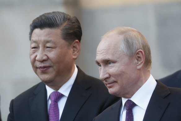 Russian President Vladimir Putin, right, and Chinese President Xi Jinping in Moscow in 2019.