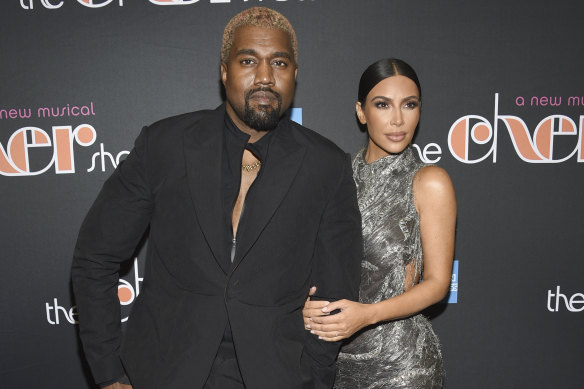 Kanye West and Kim Kardashian on the red carpet in 2018.