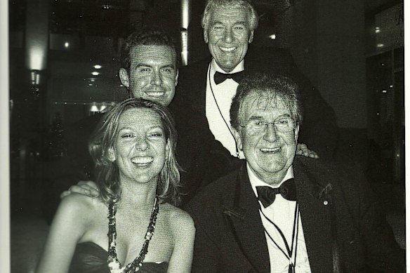The Jacobsens at the world premiere of the musical Dirty Dancing in 2004: (L-R) Michael Jacobsen, Col Joye (Jacobsen), Amber Jacobsen and  Kevin Jacobsen.