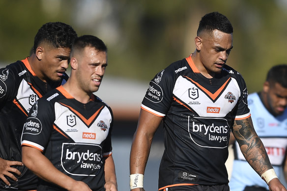Bogy team: Wests Tigers slumped to a seventh loss in their past eight matches against Cronulla on Saturday.