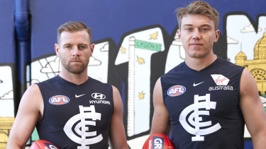 'Own it': Blues co-captains Sam Docherty and Patrick Cripps. 