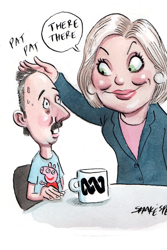 ABC chair Ita Buttrose said her staff - being creative types - were more "fragile" and "sensitive". Illustration: John Shakespeare