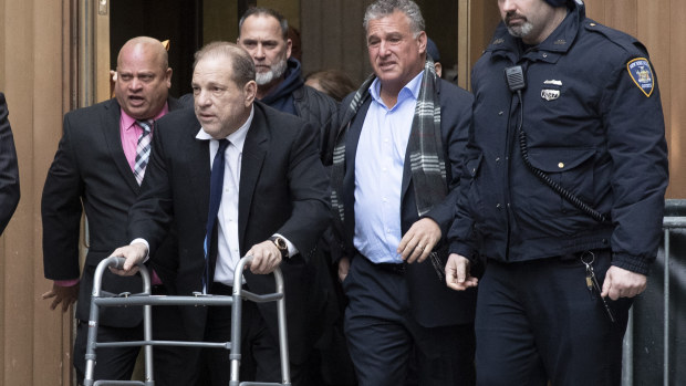 Harvey Weinstein leaves court following a hearing, on December 11 in New York.