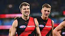 Zach Merrett of the Bombers looks dejected after losing to the Hawks.