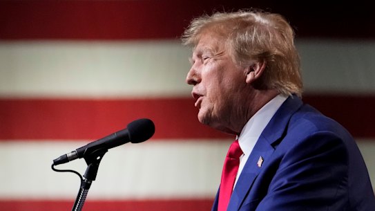 Former President Donald Trump speaks during a rally in Nevada
