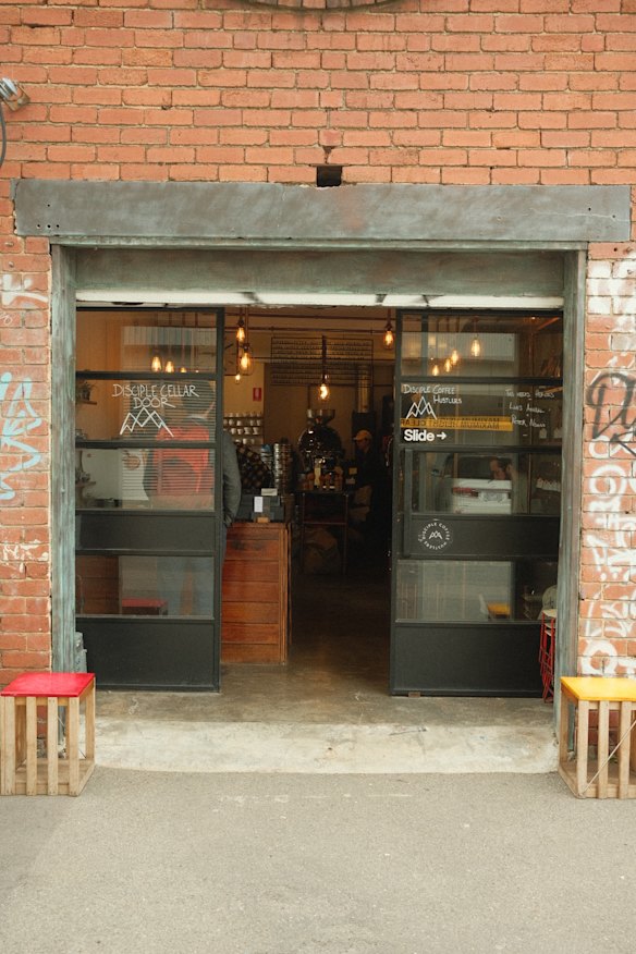 Outside the coffee roaster.