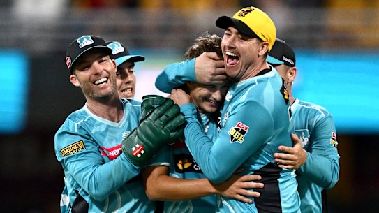 The Brisbane Heat in action in the BBL.