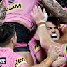 Cleary celebrates after nailing his field goal in golden point.