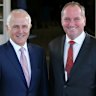 Back in the day: Malcolm Turnbull and Barnaby Joyce after the swearing-in ceremony for the government in 2016.