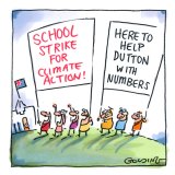 School kids march on Parliament House.